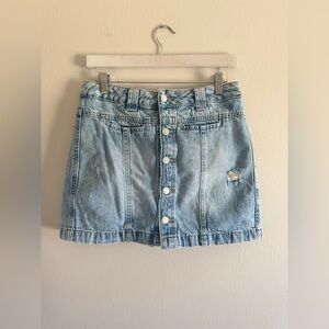 We The Free Light Blue Button-Front Denim Mini Skirt Skort size 29
